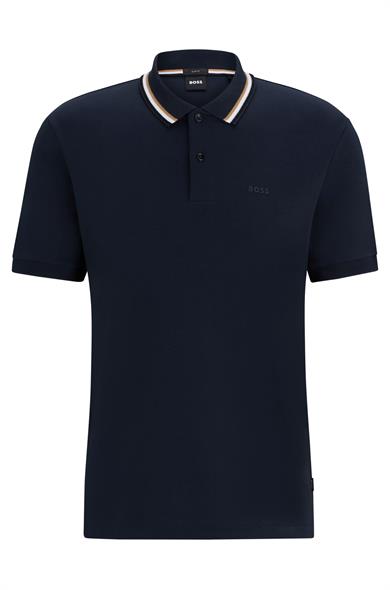BOSS Erkek Pamuklu Polo Yakalı Düğme Kapamalı Kısa Kollu Lacivert Polo Yaka T-Shirt 50469360-404