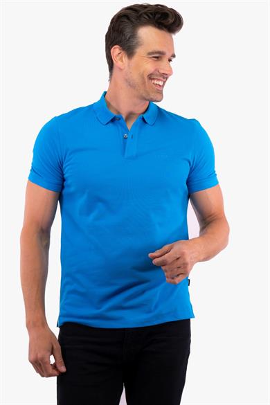 BOSS Erkek Pamuklu Polo Yakalı Düğme Kapamalı Kısa Kollu Mavi1 Polo Yaka T-Shirt 50468301-439