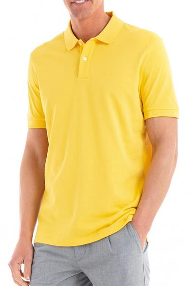 BOSS Erkek Pamuklu Polo Yakalı Düğme Kapamalı Kısa Kollu Sarı1 Polo Yaka T-Shirt 50468301-731
