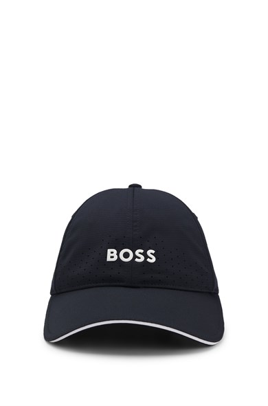 BOSS Erkek Parlak Kabartma Logolu Desenli Lacivert Şapka 50560377-402