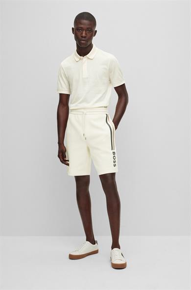 BOSS Erkek Polo Yaka Organik Pamuklu Uzun Kollu Ekru Polo Yaka T-Shirt 50471716-131