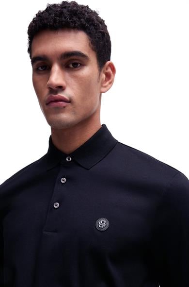 BOSS Erkek Polo Yaka Uzun Kollu Pamuklu Rahat Kesim Lacivert Polo Yaka T-Shirt 50523917-404