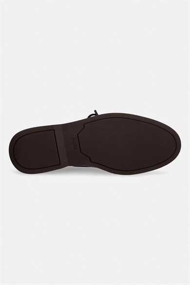 BOSS Erkek Pürüzsüz Hakiki Deri ve Kauçuk Tabanlı Nefes Alabilen Deri İç Yüzeyli Kahverengi Loafer Ayakkabı 50568749-201