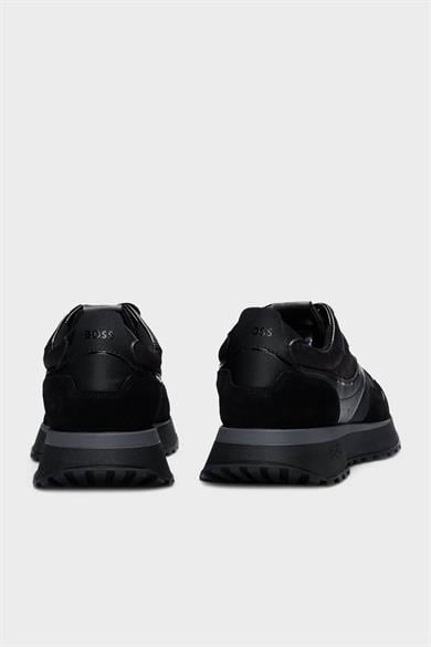 BOSS Erkek Rahat Kalın EVA Dış Taban Monogram Logolu File Ve Deri Karışımlı Siyah Sneaker 50536496-005
