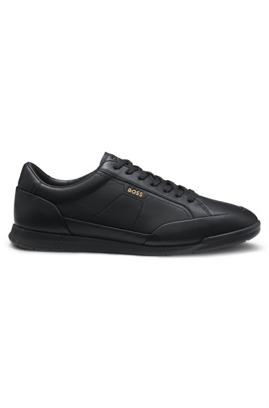 BOSS Erkek Rahat Taban Bağcıklı Deri Düz Taban Siyah Sneaker 50568493-005