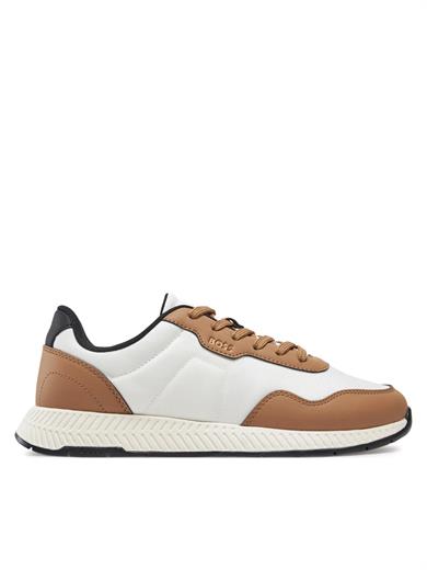 BOSS Erkek Rahat Taban Nefes Alabilen Üst Yüzeyli Beyaz-Kahverengi Sneaker 50536481-124