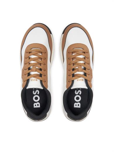 BOSS Erkek Rahat Taban Nefes Alabilen Üst Yüzeyli Beyaz-Kahverengi Sneaker 50536481-124