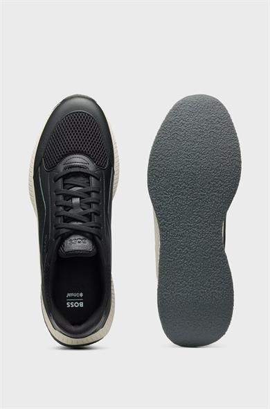 BOSS Erkek Rahat Yüksek Taban File ve Deri Karışımlı Siyah-Beyaz Sneaker 50548717-002