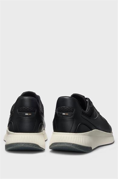 BOSS Erkek Rahat Yüksek Taban File ve Deri Karışımlı Siyah-Beyaz Sneaker 50548717-002