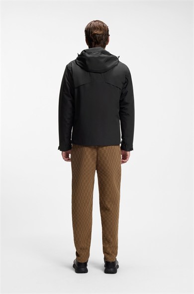 BOSS Erkek Regular Fit Çıkarılabilir İç Bomber Ceket Detaylı Logo Etiketli Siyah Mont 50565203-001