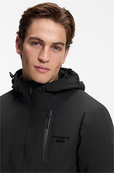 BOSS Erkek Regular Fit Çıkarılabilir İç Bomber Ceket Detaylı Logo Etiketli Siyah Mont 50565203-001
