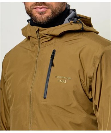 BOSS Erkek Regular Fit Çıkarılabilir İç Bomber Ceket Detaylı Logo Etiketli Kahverengi Mont 50565203-219
