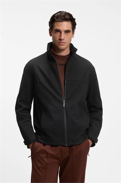 BOSS Erkek Regular Fit Dik Yaka Uzun Kollu Siyah Ceket 50564263-001
