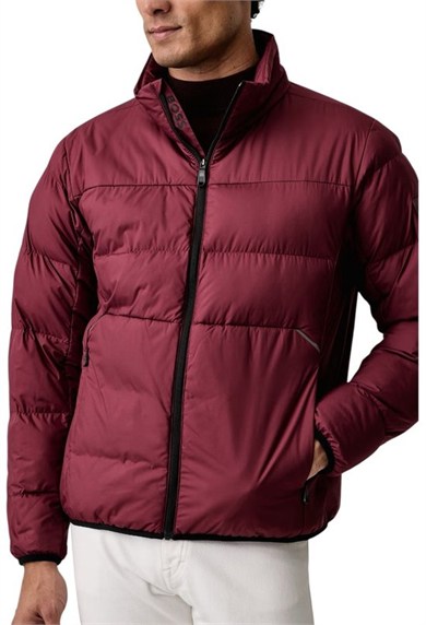 BOSS Erkek Regular Fit Fermuarlı Cepli Kol Cebi Detaylı Su Geçirmez Şişme Bordo Mont 50569136-654
