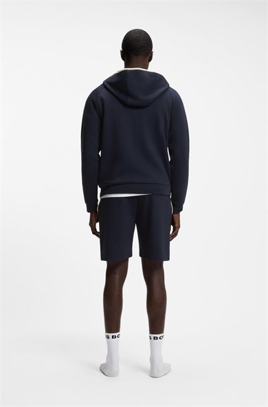 BOSS Erkek Regular Fit Kapüşonlu Pamuklu Fermuarlı Uzun Kollu Lacivert Sweatshirt 50566916-403