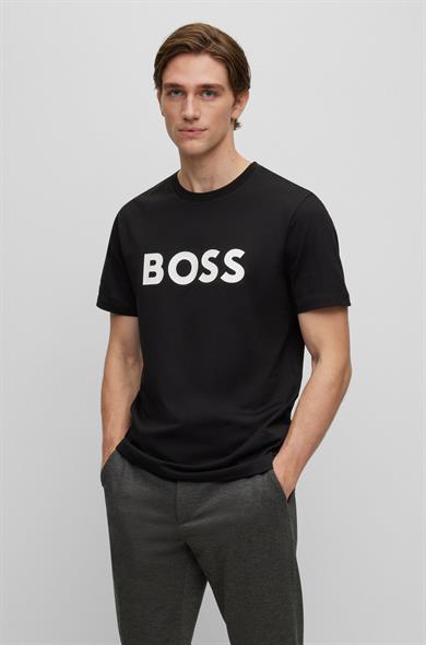 BOSS BOSS Erkek regular fit Kısa Kollu Düz Bisiklet Yaka Siyah T-Shirt 50495742-001