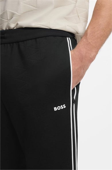 BOSS Erkek Regular Fit Normal Bel Daralan Paça Pamuklu Siyah Eşofman Altı 50566815-001