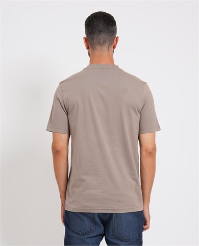 BOSS Erkek Regular Fit Yuvarlak Yakalı Pamuklu Kısa Kollu Bej T-Shirt 50553652-334