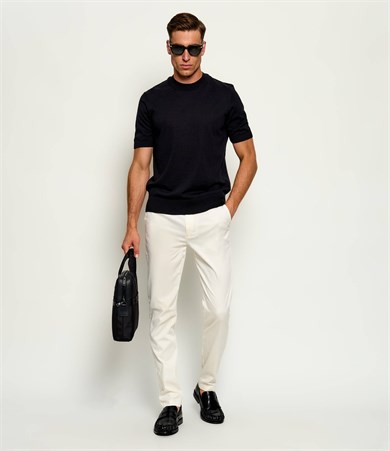 BOSS Erkek Slim Fit Normal Bel Daralan Paça Cep Detay Beyaz Pantolon 50553841-118