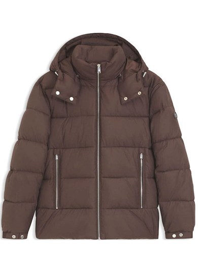 BOSS Erkek Su Geçirmez Çıkarılabilir Kapüşonlu Kapitone Desenli Kahverengi Mont 50565108-209