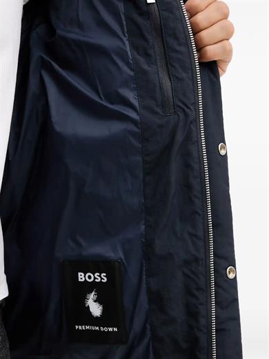 BOSS Erkek Su Geçirmez Kuş Tüyü Dolgulu Dik Yaka Lacivert Mont 50547933-404