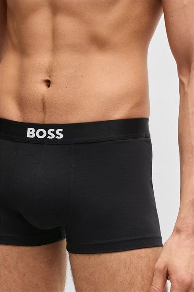 BOSS Erkek Üçlü Paket Esnek Mikrofiber Kumaşlı Logo Detaylı Elastik Bel Bantlı Lacivert Boxer 50555054-982