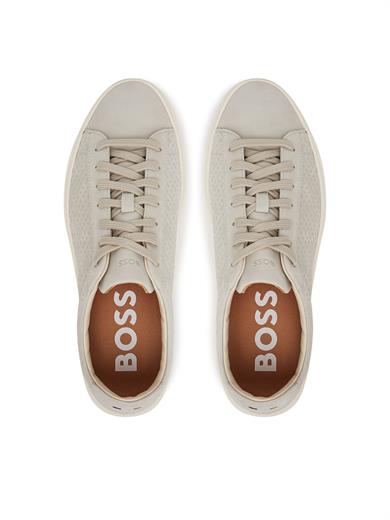 BOSS Erkek Üst Yüzeyi Monogram Logo Desenli Düz ve Rahat Taban Bej Ayakkabı 50542092-269