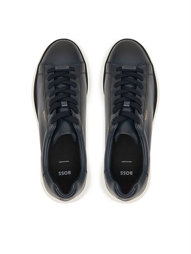 BOSS Erkek Yumuşak Deri Bağcıklı Süper Hafif Dış Taban Lacivert Sneaker 50568773-401