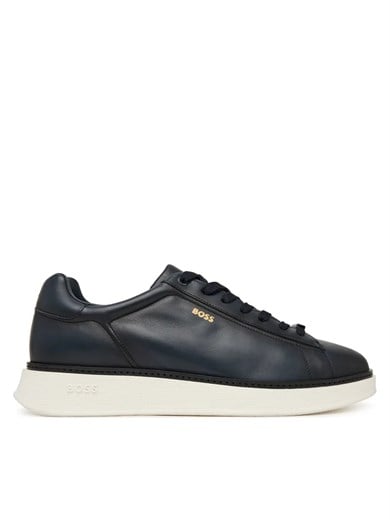 BOSS Erkek Yumuşak Deri Bağcıklı Süper Hafif Dış Taban Lacivert Sneaker 50568773-401
