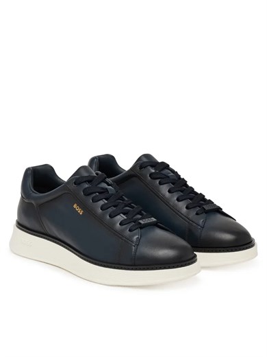 BOSS Erkek Yumuşak Deri Bağcıklı Süper Hafif Dış Taban Lacivert Sneaker 50568773-401