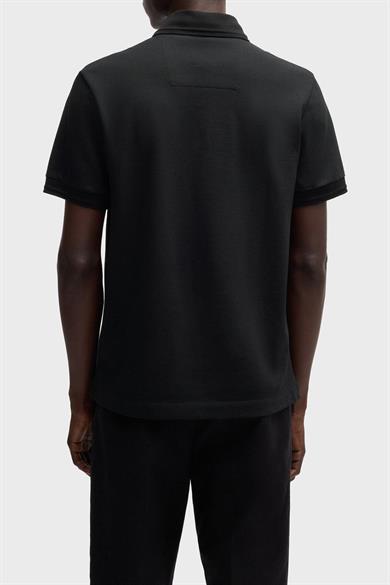 BOSS Erkek Yumuşak Merserize Pamuklu Normal Kesim Kısa Kollu Siyah Polo Yaka T-Shirt 50533355-001