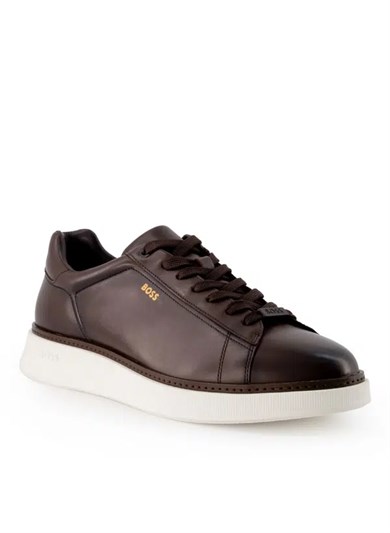 BOSS Erkek Yumuşak Süet Deri Bağcıklı Süper Hafif Dış Taban Kahverengi Sneaker 50568773-201