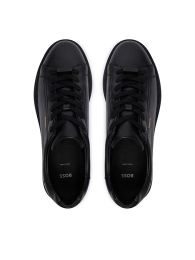 BOSS Erkek Yumuşak Süet Deri Bağcıklı Süper Hafif Dış Taban Siyah Sneaker 50568773-005