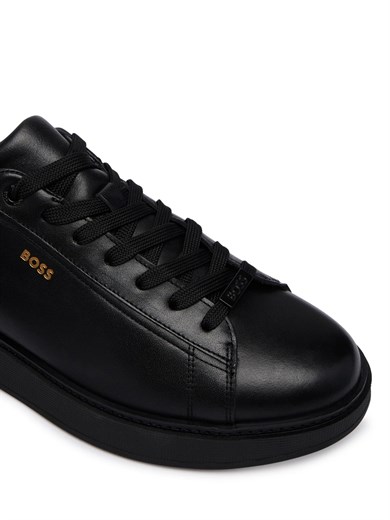 BOSS Erkek Yumuşak Süet Deri Bağcıklı Süper Hafif Dış Taban Siyah Sneaker 50568773-005
