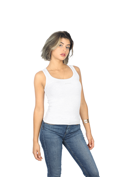 BOSS Kadın Kalın Askılı Yuvarlak Yaka Kolsuz Logolu 071 Bluz 50504245-071