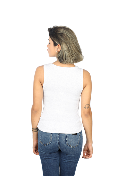 BOSS Kadın Kalın Askılı Yuvarlak Yaka Kolsuz Logolu 071 Bluz 50504245-071