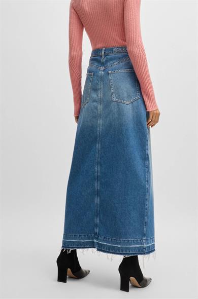 BOSS Kadın Yüksek Bel Düz Model Denim Rahat Kulanım Lacivert Etek 50518230-424