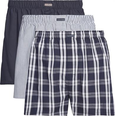 Calvin Klein Calvin Kleın Erkek 3'lü  Kareli ve Düz Set Rahat Kalıp Siyah-Gri Boxer 0000U1732A-TMM
