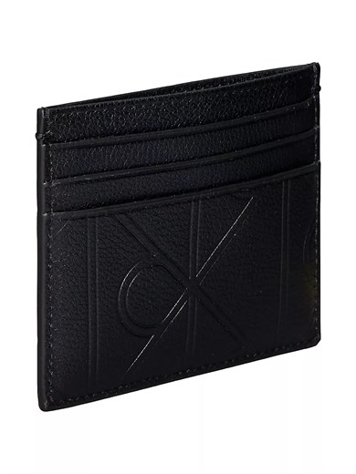 Calvin Klein Erkek CK Kabartmalı Hakiki Deri Siyah Kartlık LV04D1174G-UB1