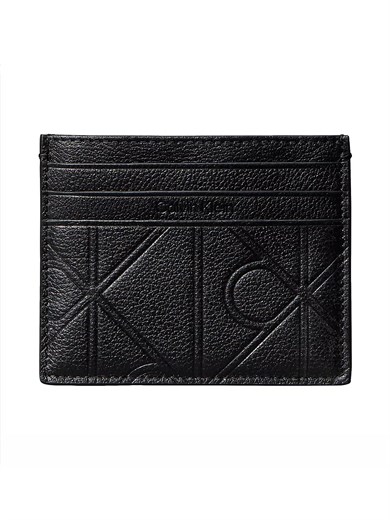 Calvin Klein Erkek CK Kabartmalı Hakiki Deri Siyah Kartlık LV04D1174G-UB1