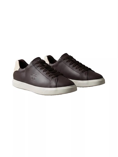 Calvin Klein Erkek CK Logo Kabartmalı Düşük Bilekli Deri Kahverengi Sneaker HM0HM02123-0KU
