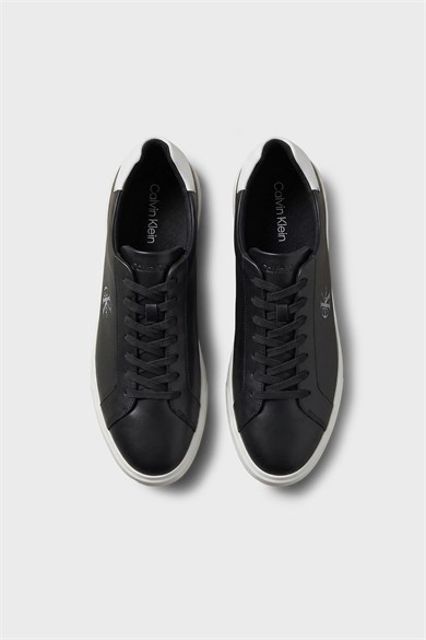 Calvin Klein Erkek CK Logo Kabartmalı Düşük Bilekli Deri Siyah Sneaker HM0HM02123-0GM