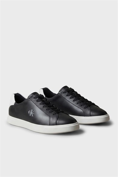 Calvin Klein Erkek CK Logo Kabartmalı Düşük Bilekli Deri Siyah Sneaker HM0HM02123-0GM