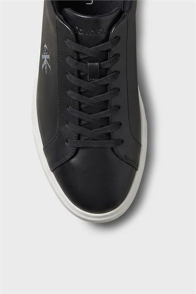 Calvin Klein Erkek CK Logo Kabartmalı Düşük Bilekli Deri Siyah Sneaker HM0HM02123-0GM