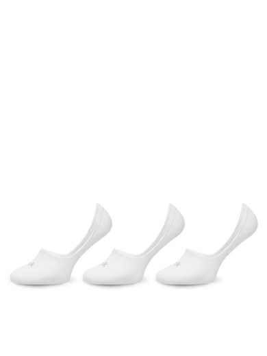 Calvin Klein Erkek CK Logo İşlemeli Üçlü Paket Babet Beyaz Çorap C701234367-004