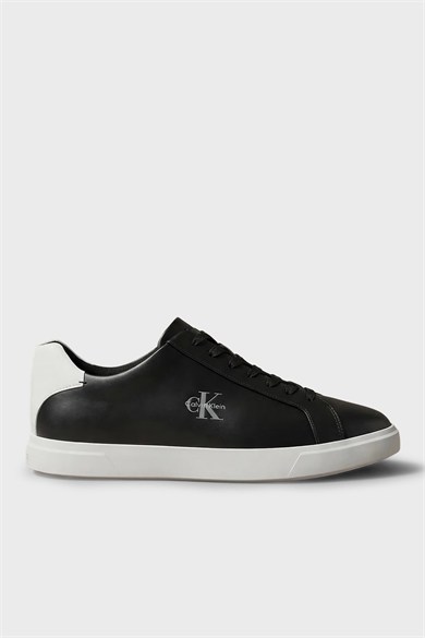 Calvin Klein Erkek CK Logo Kabartmalı Düşük Bilekli Deri Siyah Sneaker HM0HM02123-0GM