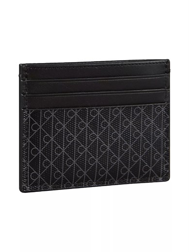 Calvin Klein Erkek CK Monogram Logo Desenli Siyah Cüzdan LV04D1083G-UB1