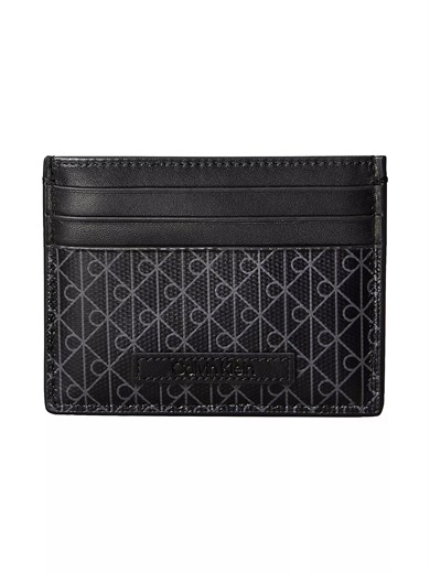 Calvin Klein Erkek CK Monogram Logo Desenli Siyah Cüzdan LV04D1083G-UB1