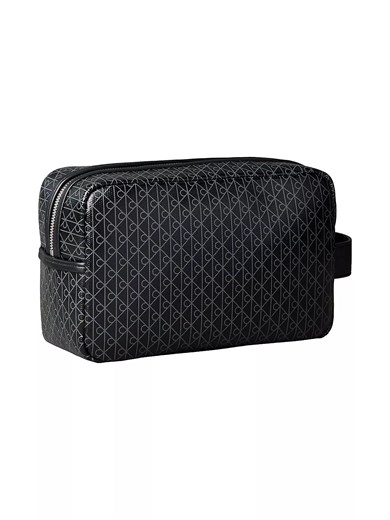 Calvin Klein Erkek CK Monogram Logo Desenli Fermuarlı Siyah Çanta LV04D1082G-UB1