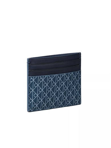 Calvin Klein Erkek CK Monogram Logo Desenli Mavi Kartlık LV04D1083G-CCI
